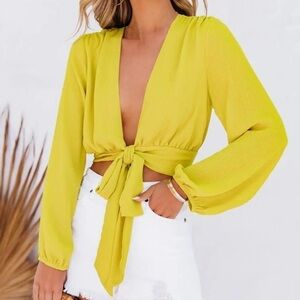 VICI long sleeves tie crop top